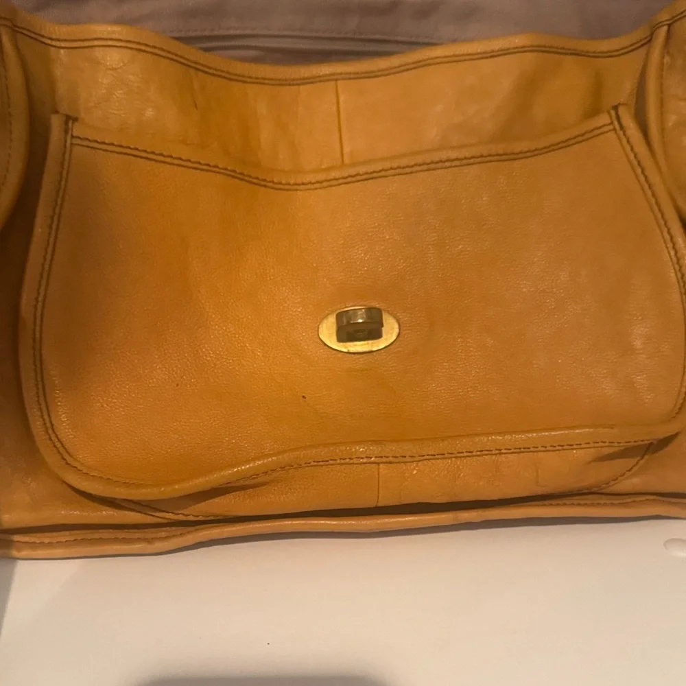 Fossil Yellow Leather Messenger/ Satchel with Brown Trim